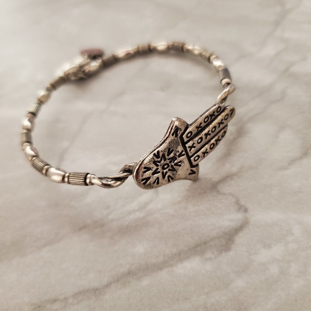 ✨ Alex and Ani Vintage 66 Silver Beaded Hand Expandable Bracelet ✨ - Picture 1 of 5